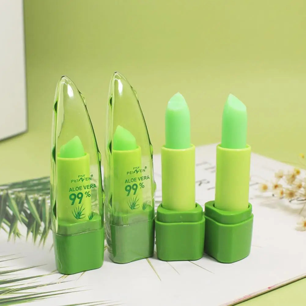 2pcs Aloe Vera Lipstick,Long Lasting Lip Care Nutritious Plumper Lip Balm,Moisturizer Color Changing Jelly Lip Gloss Makeup