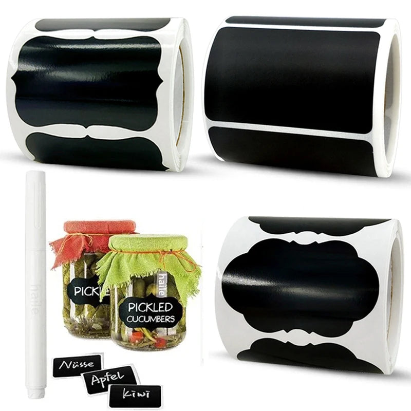 120Pcs/Roll 3 Styles Removable Blackboard Stickers With Erasable Pen Waterproof Chalkboard Labels 1.4*2.2in for Home & Kitchen