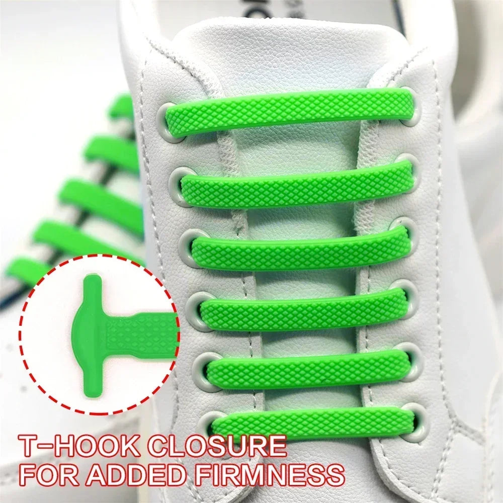 New 16Pcs Elastic Shoe Laces All Sneakers Silicone Stretch Shoelaces Unisex Fashion No Tie Shoelace Rubber Band Shoelaces
