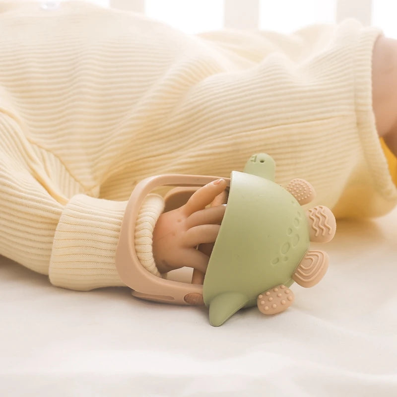 Baby Silicone Teether Dinosaur Silicone Gloves Baby Care Utensils 0 12 Months Dental Care Silicone Rattle Toys Chewing Gum Baby