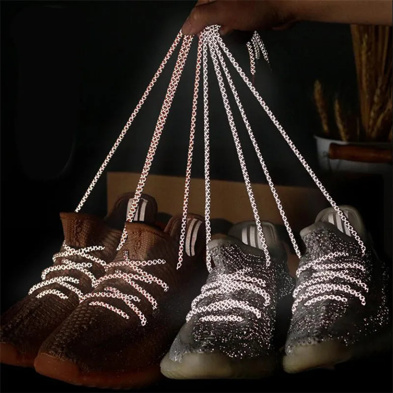 1 Pair Reflective Shoelaces Top Quality Round Rope Sports Shoe Laces Boots and Sneaker Shoelace Multi-color Length 120cm
