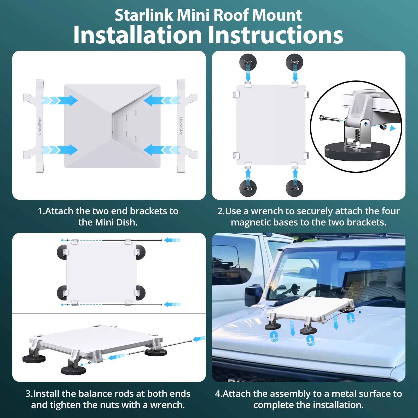 Magnetic Mount for Starlink Mini Stable Car Mount Strong Magnet Mount Car Roof Rack Mounting Kit Accessories for RV car yacht