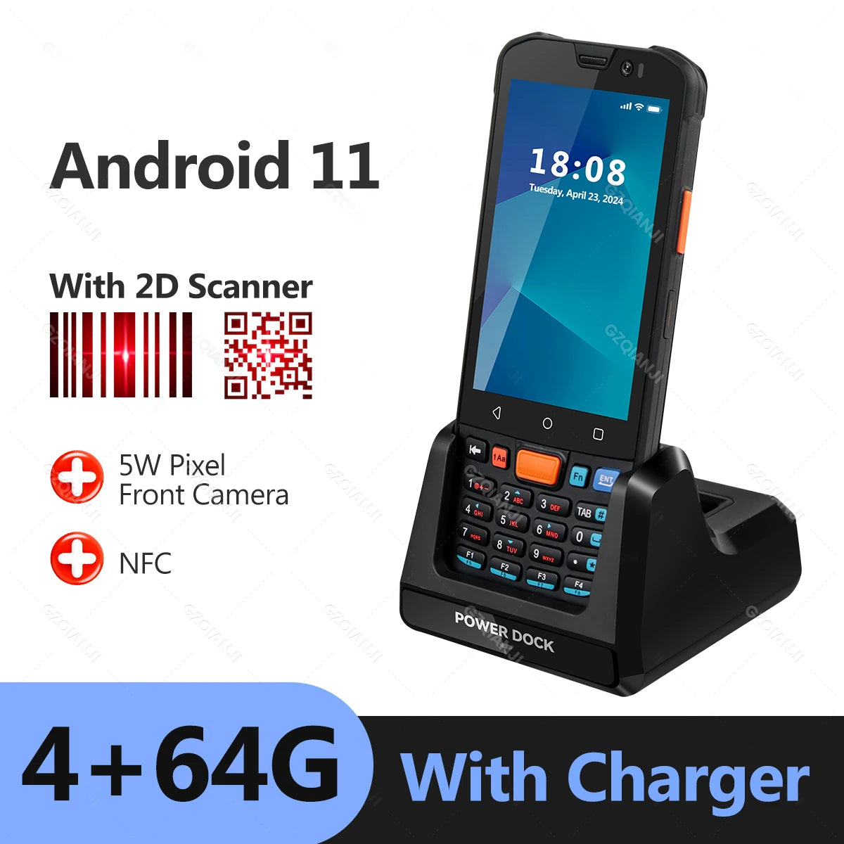 Android 11/14 PDA Handheld Terminal Data Collector with 1D Barcode 2D QR Scanner NFC 2/3/4G WiFi Bluetooth 3G+32G/4G+64G RAM+ROM