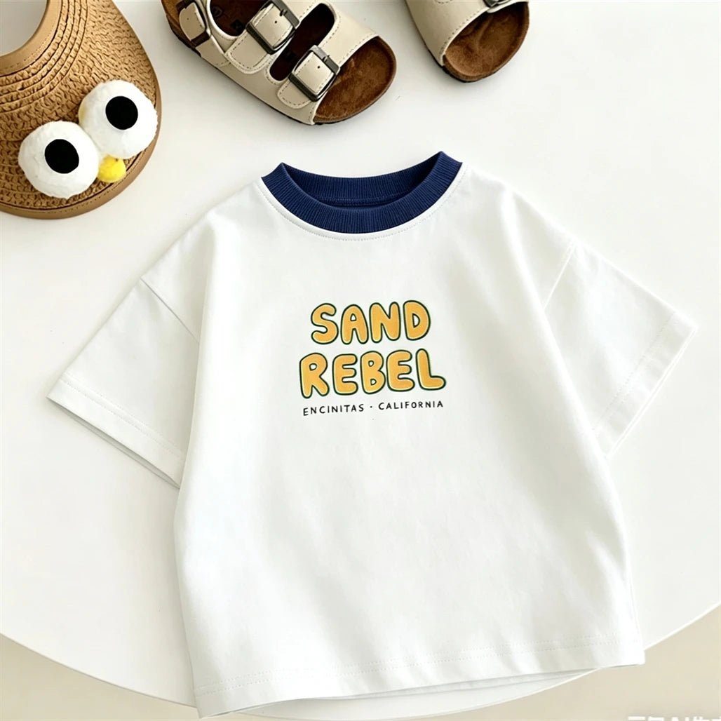 Summer Clothes Cartoon Printed TShirt Short-sleeved Tops Simple All-match Base Shirt Girls Boys Lovely Funny Clothing Printed T