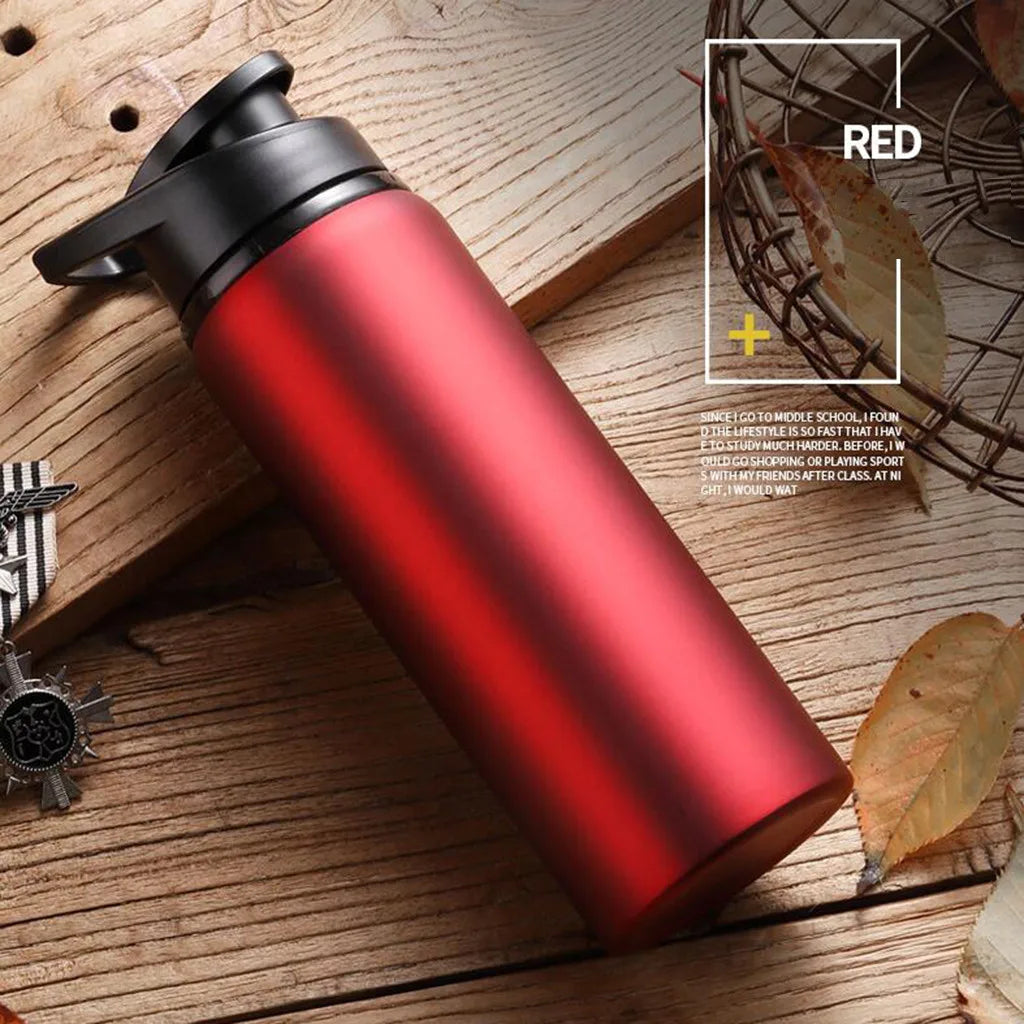 Metallic Stainless Steel Sports Water Bottle Matte Finish Direct Drink Cycling Bottle Portable Water Cup For Outdoor Travel