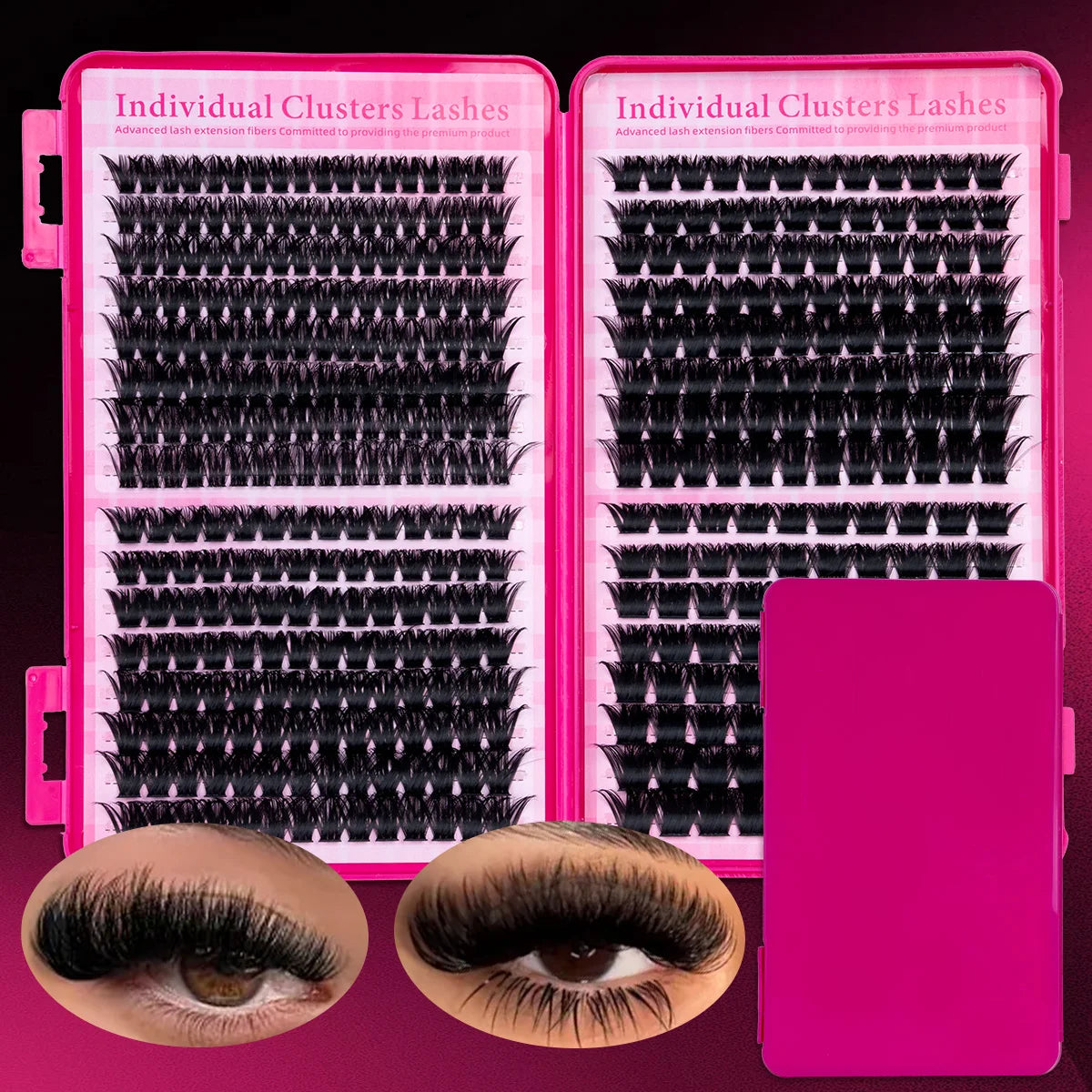 DIY Cluster Lash Large Capacity Mixed Lengths Curl Dense Eyelash Extension 3D Wispy Lash Suitable for Party and Stage Makeup