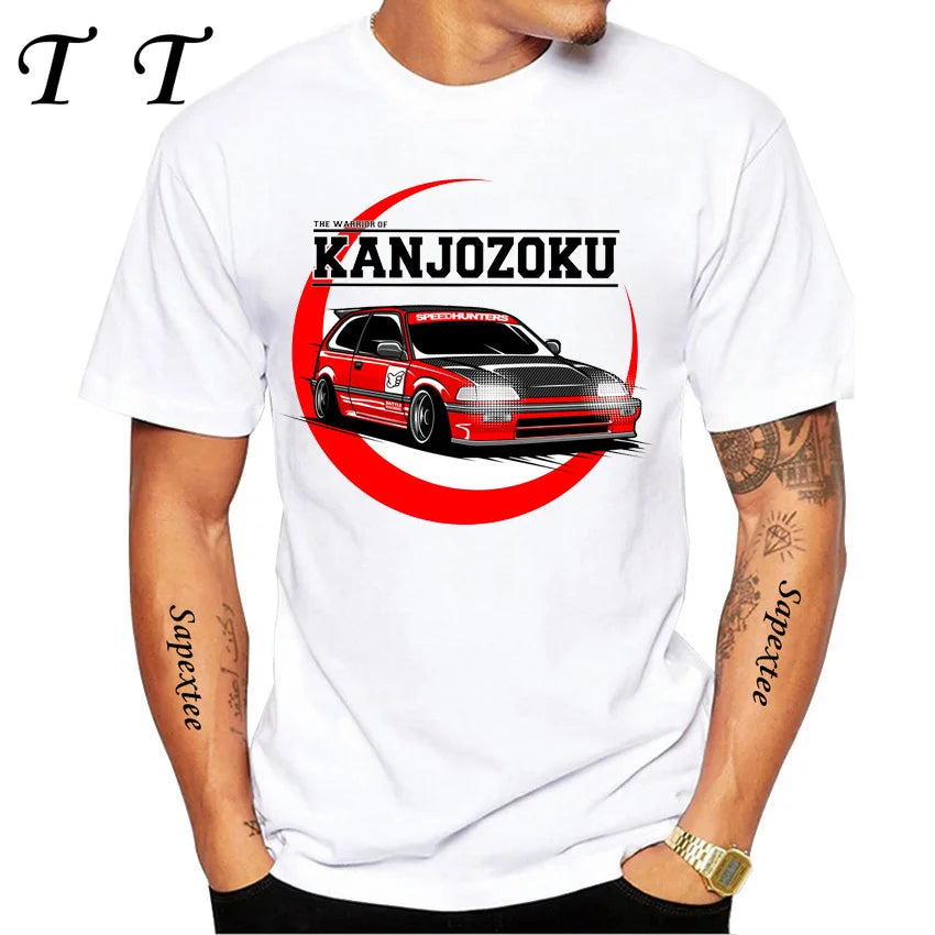 Retro Civic Type R FN2 Black T-Shirt New Summer Men Short Sleeve JDM Legends Print Tshirts Boy Casual Tops Car Sport White Tees