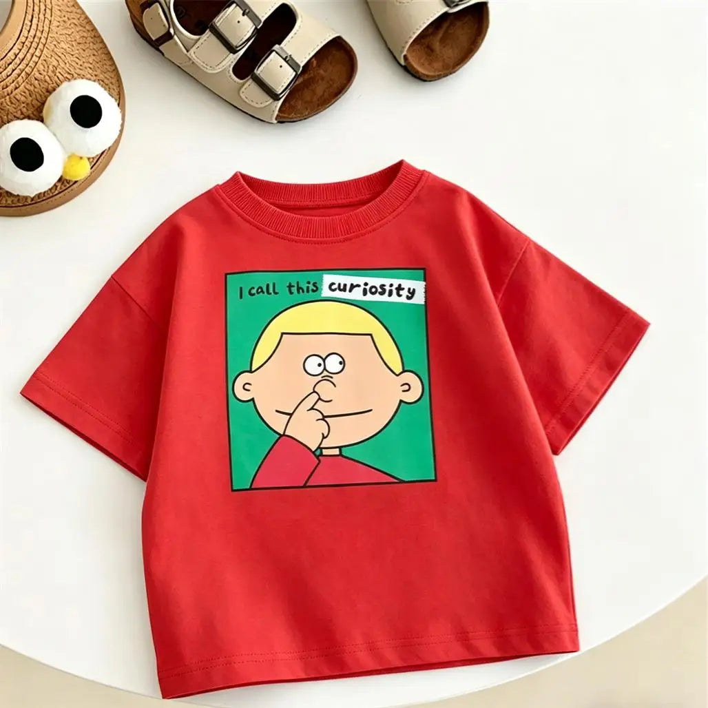 Summer Clothes Cartoon Printed TShirt Short-sleeved Tops Simple All-match Base Shirt Girls Boys Lovely Funny Clothing Printed T