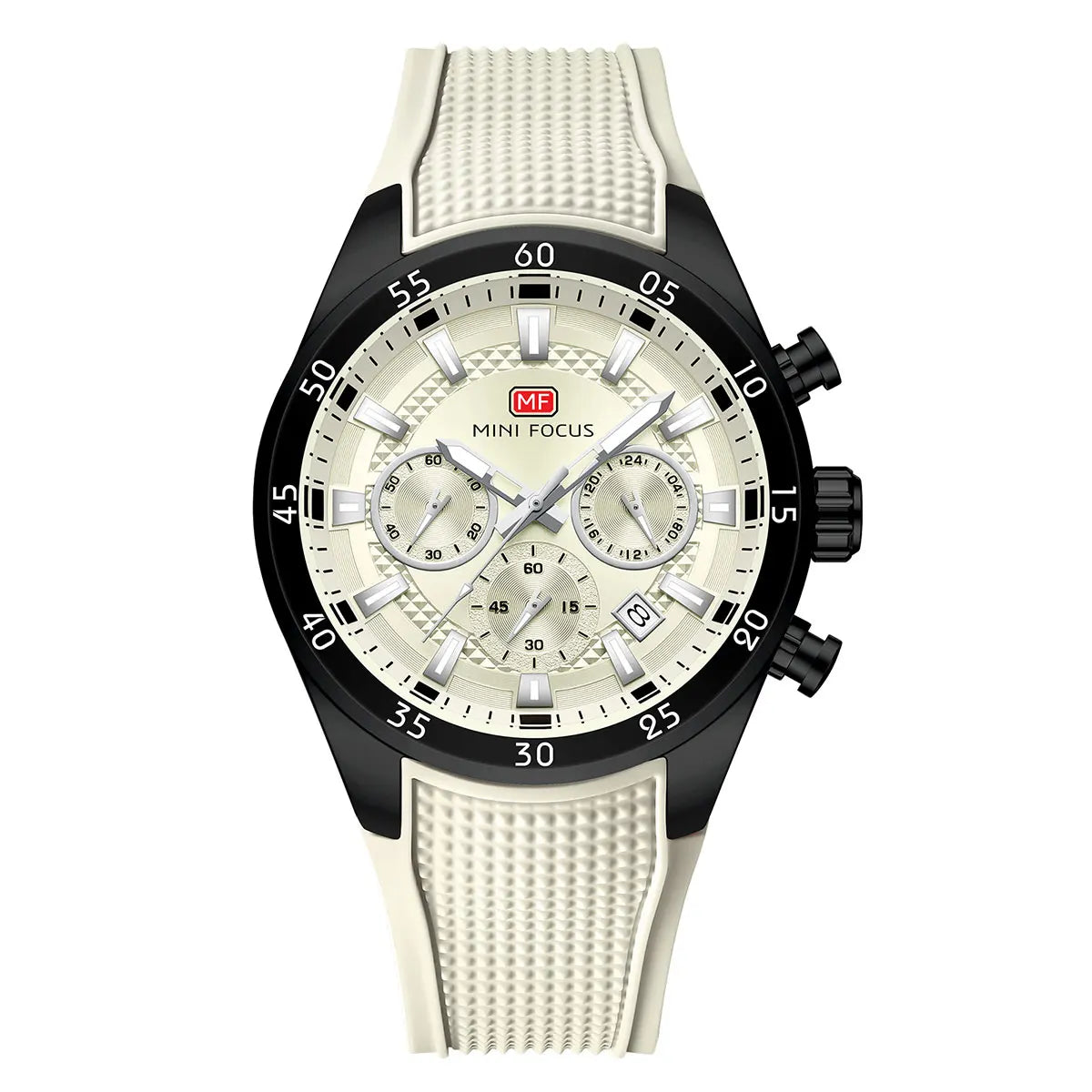 MINI FOCUS Men's Quartz Watch Multifunctional Chronograph Luminous Waterproof Casual Sport Wristwatch with Silicone Strap 0627G