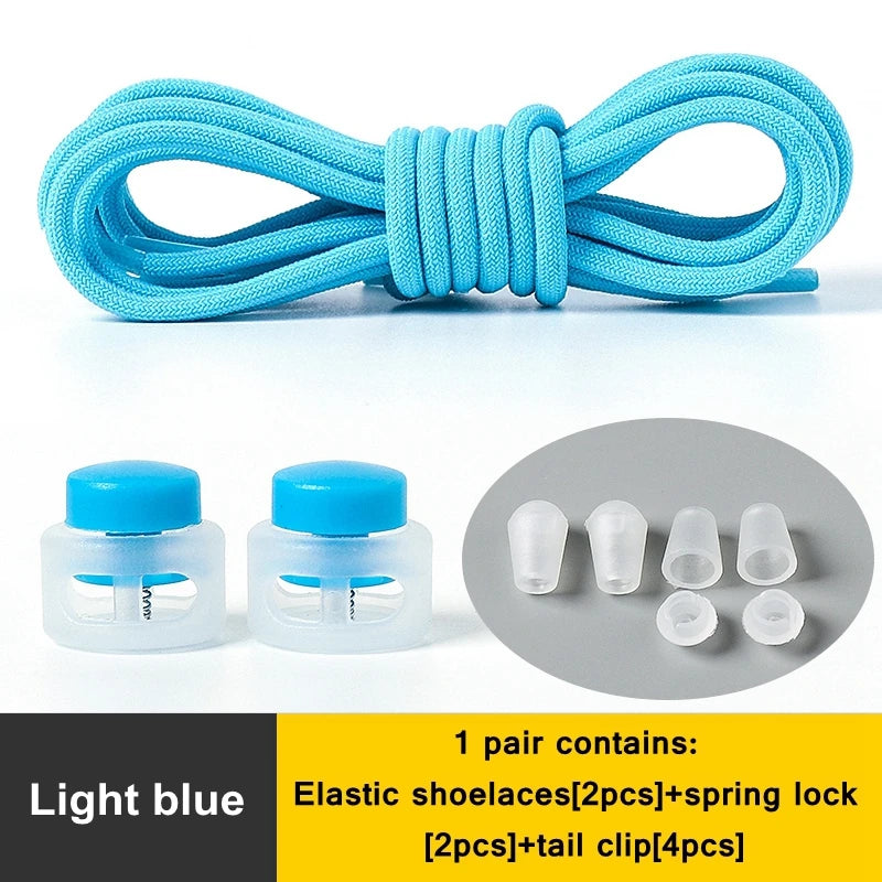 1 Pair Lazy Laces Elastic For Sneakers Snap Lock Shoelaces Without Ties Suitable For Children And Adults Round Shoelace Artifact