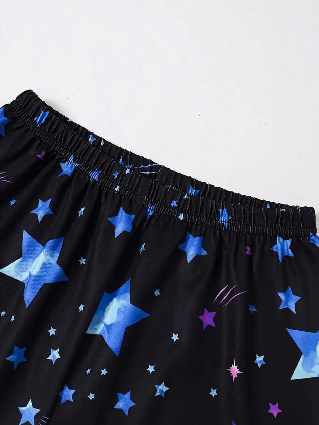 2026 Girls' Summer Home Leisure Two Piece Set, Pony Star Printed Round Neck Short Sleeve Top+Star Printed Wide Leg Shorts Set