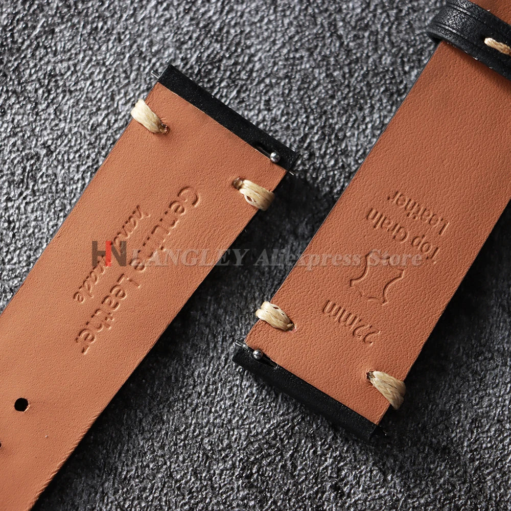 Handmade Stitching Cowhide Watch Straps 18mm 19mm 20mm 21mm 22mm Matte Leather Strap for Seiko for Omega Quick Release Watchband