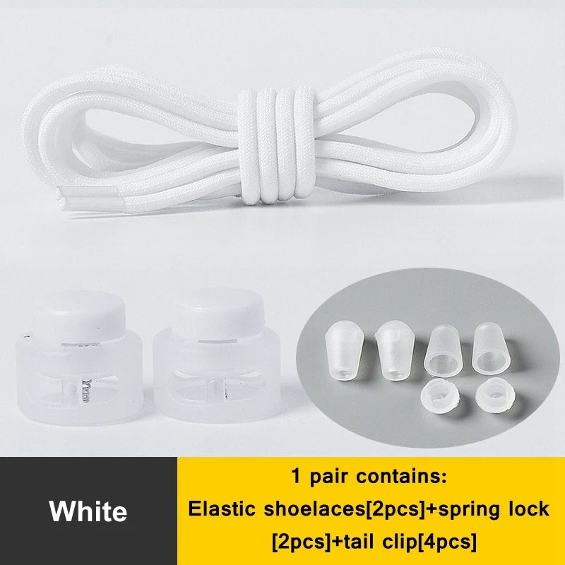 1 Pair Lazy Laces Elastic For Sneakers Snap Lock Shoelaces Without Ties Suitable For Children And Adults Round Shoelace Artifact