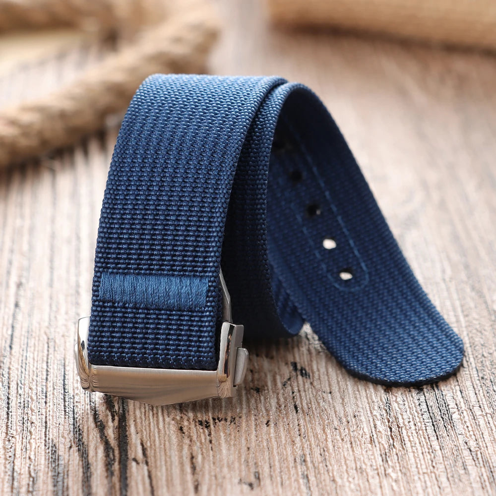 Deployant Clasp Nylon 20mm 22mm Watch Strap Premium Ribbed Watch Band for Omega Folding Buckle Watchband Sport Wristband for Men