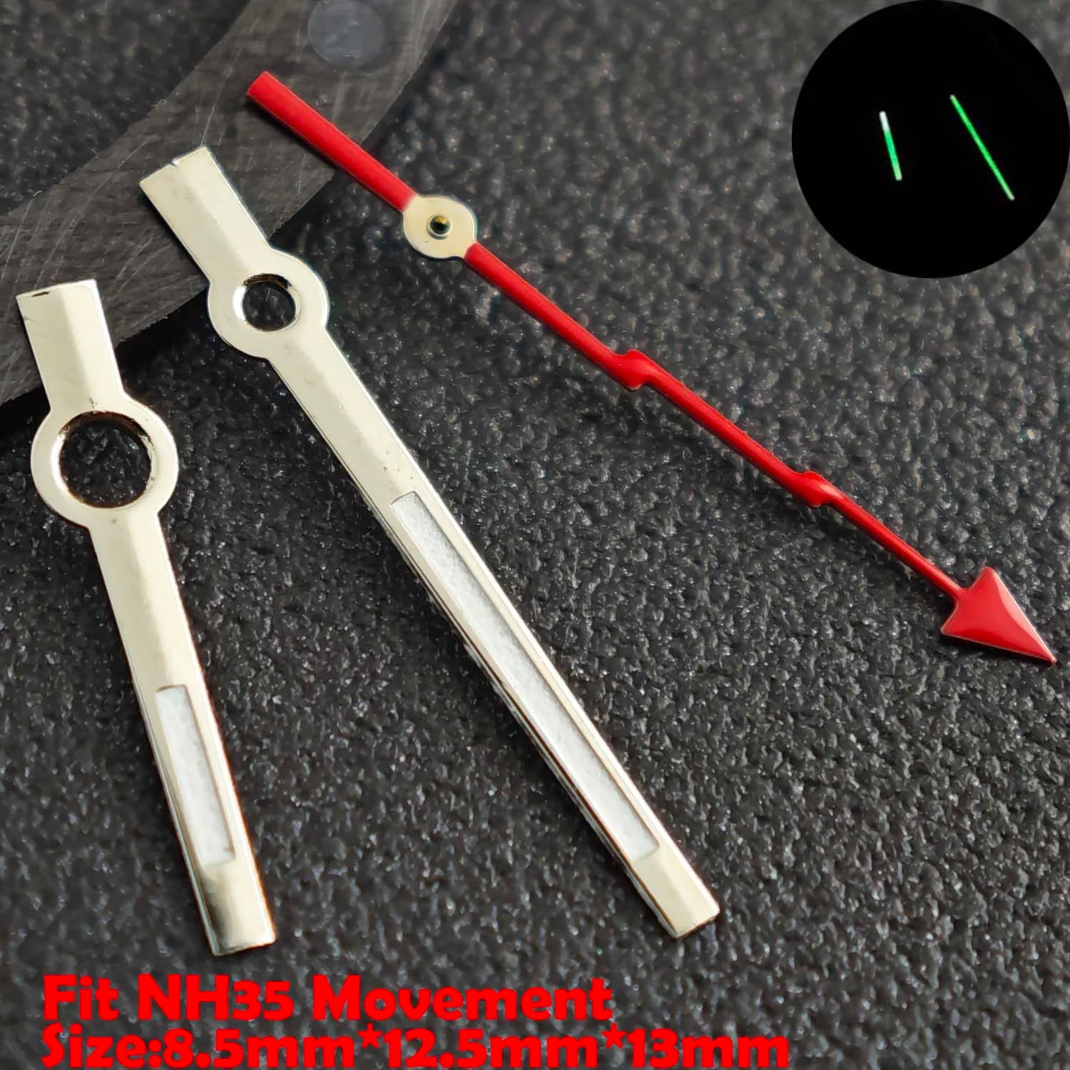 NH35 Hands Watch Hand Suitable for NH35/NH36/NH38/NH72 Movements, Green/Blue-Green Luminous Watch Hands, Replacement Part