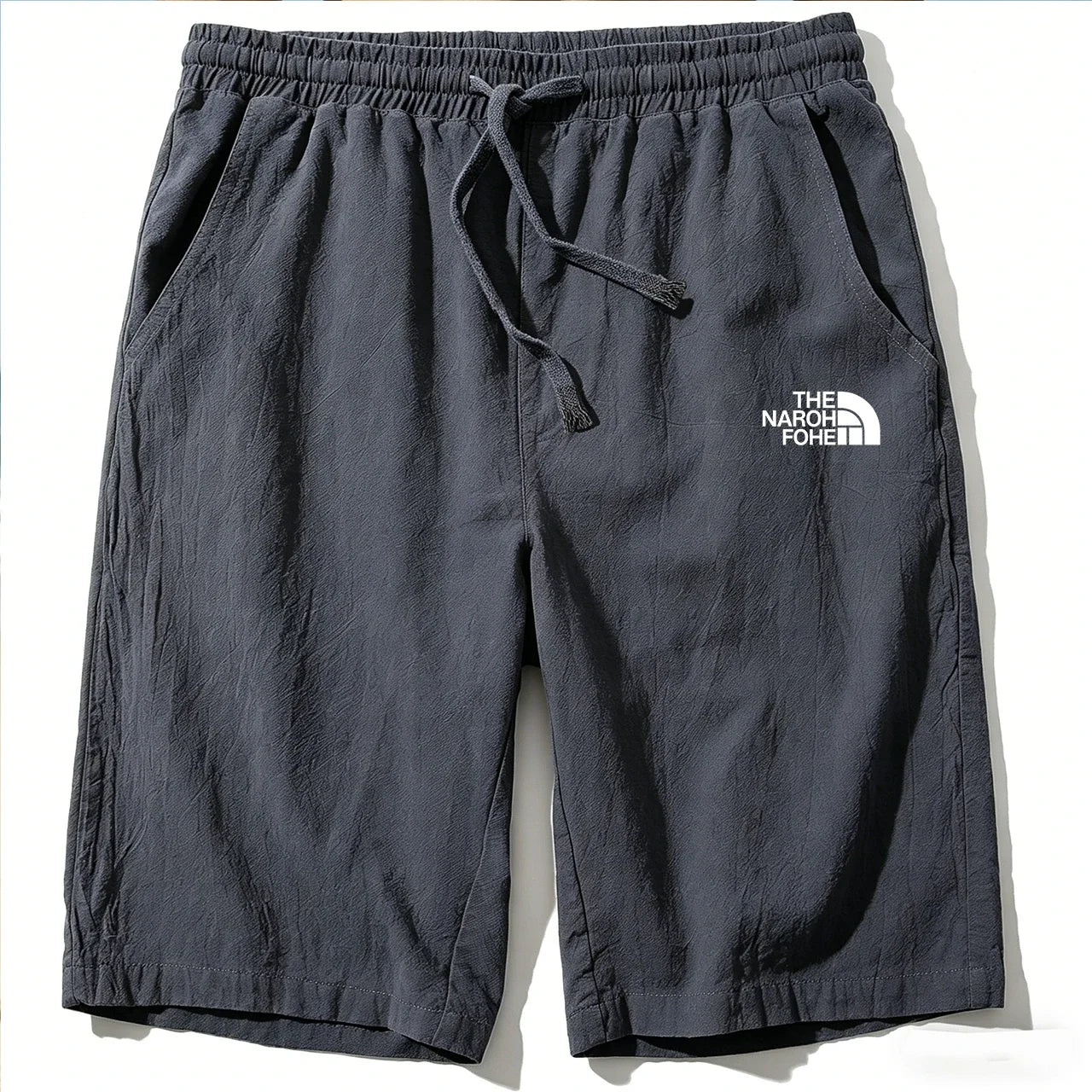 Men Cotton Linen Shorts Summer Lightweight Breathable Casual Beach Style Shorts Basic Solid Color Sweatpants Elastic Waist