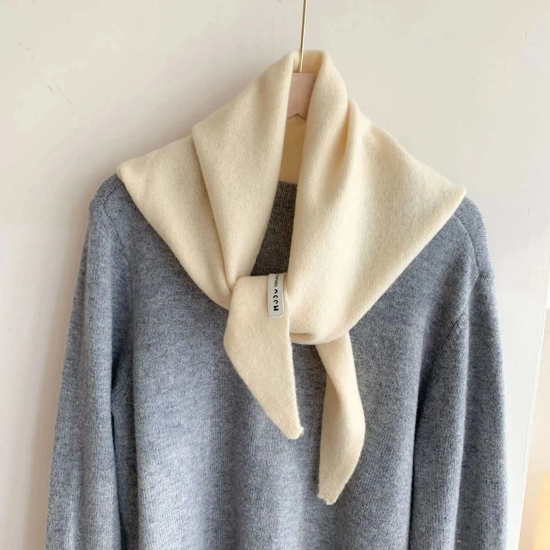 Korean Stripe Triangle Scarf 100% Wool Triangular Scarf Men Women British Niche Headscarf Knitted  Multi-functional Warm Scarf