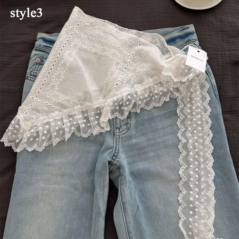 INS Style Triangular Lace Handkerchief Personalized Trendy Layering Of Small Aprons Soft Versatile Korean Headscarf Hair Scarves