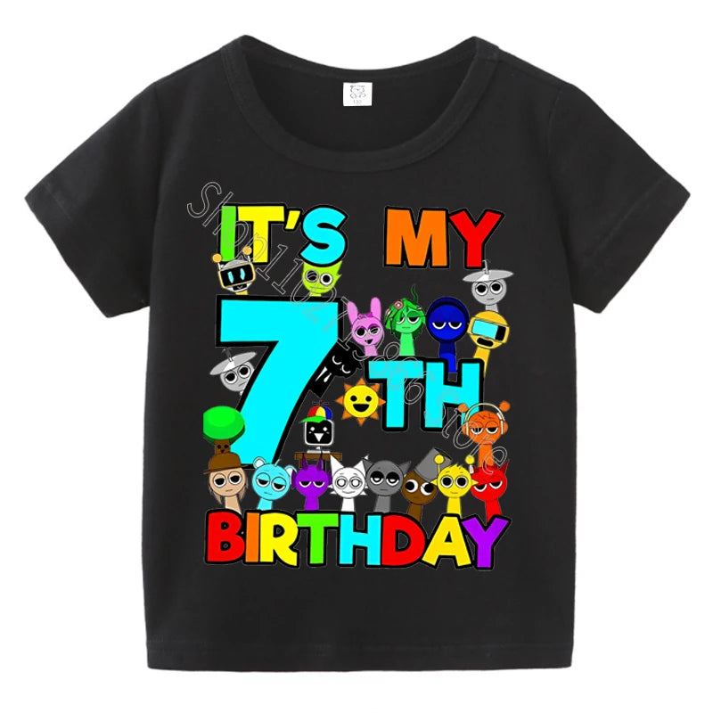 Summer Short Sleeves Sprunki Incredibox Print Children T-shirts Kids Clothes Boys Girls Cotton Tees Tops Birthday Party Gifts