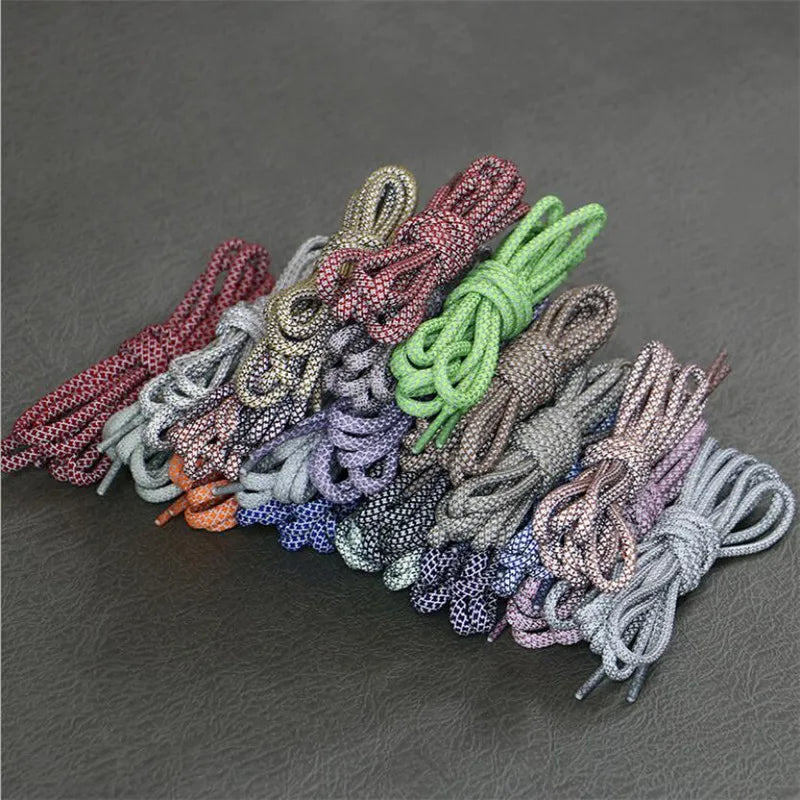 1 Pair Reflective Shoelaces Top Quality Round Rope Sports Shoe Laces Boots and Sneaker Shoelace Multi-color Length 120cm