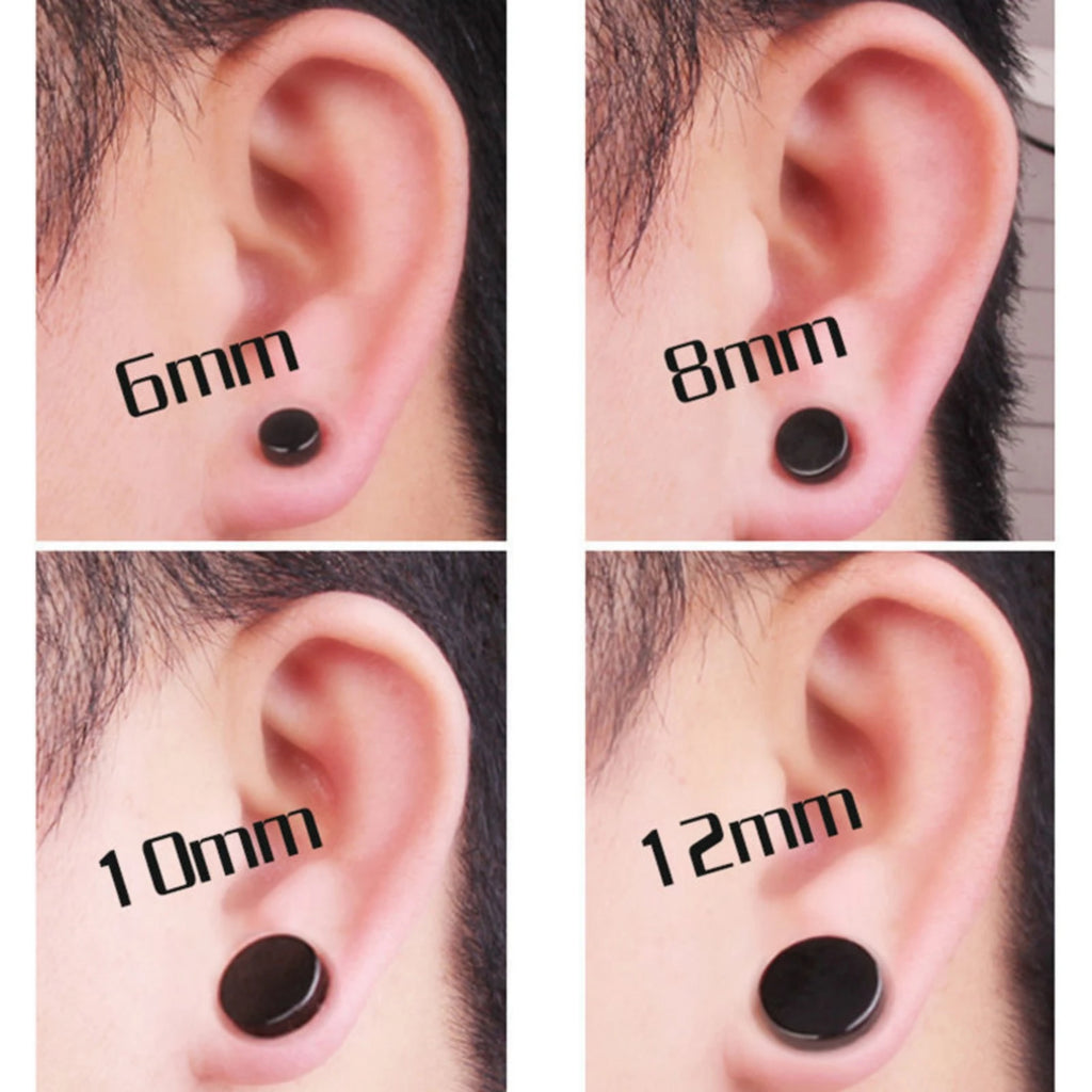 3MM-14MM Black/Gold/Steel Color Dumbbells Men Women's Stud Earrings Stainless Steel Small Round Minimalist Ear Piercings Jewelry