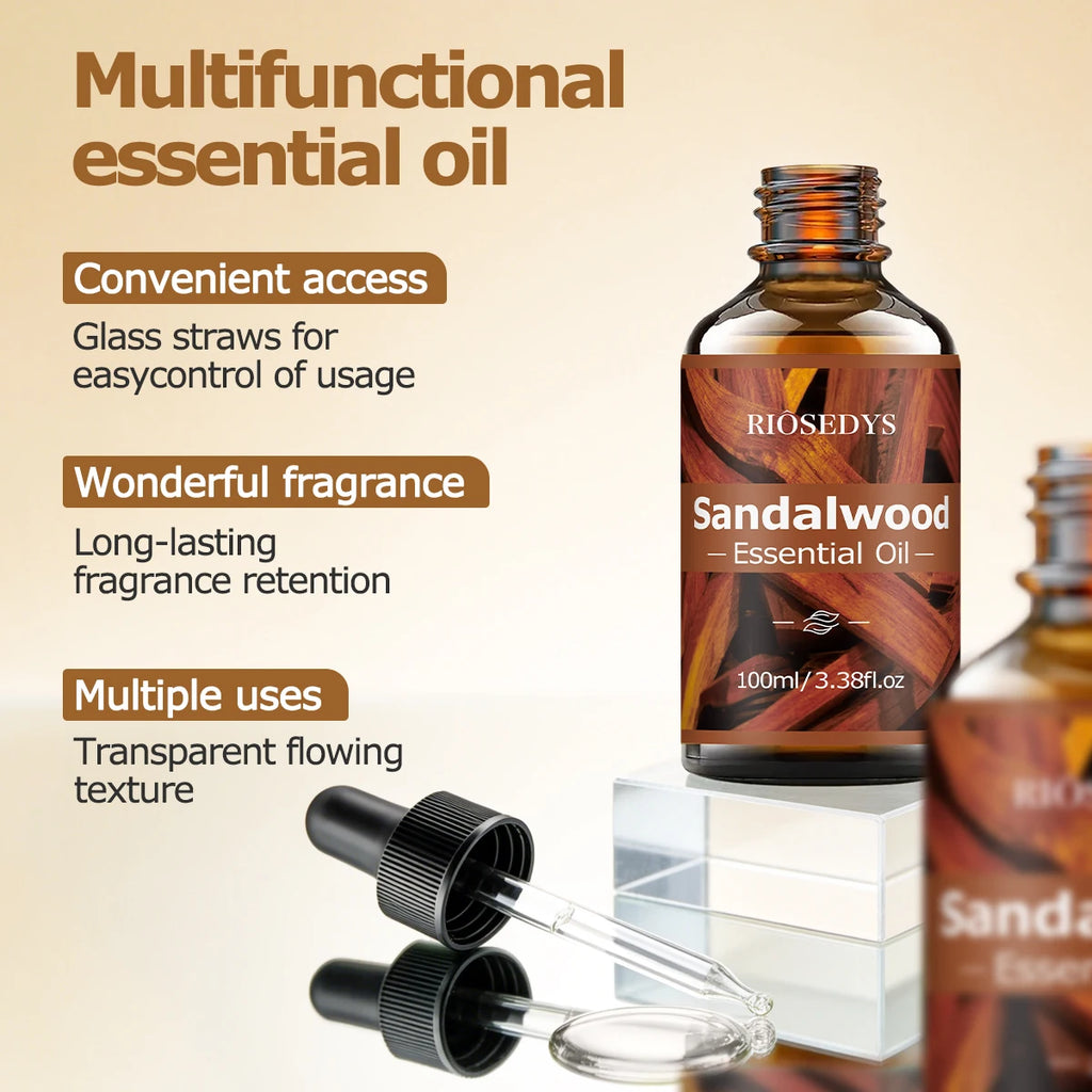 SANDALWOOD ESSENTIAL OIL moisturizing and nourishing massage oil suitable for skincare, fragrance, massage, and all skin types.