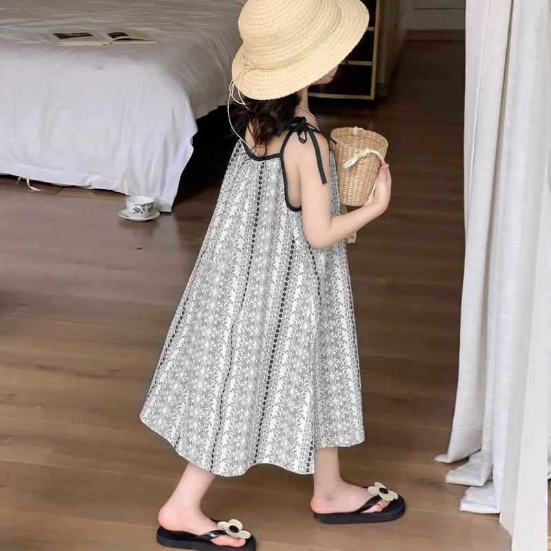 Bohemian printed style vacation dress For 1-9 Yrs Baby Girls 6.1 Children's Day Party Costumes Sleeveless loose beach Dress 2026