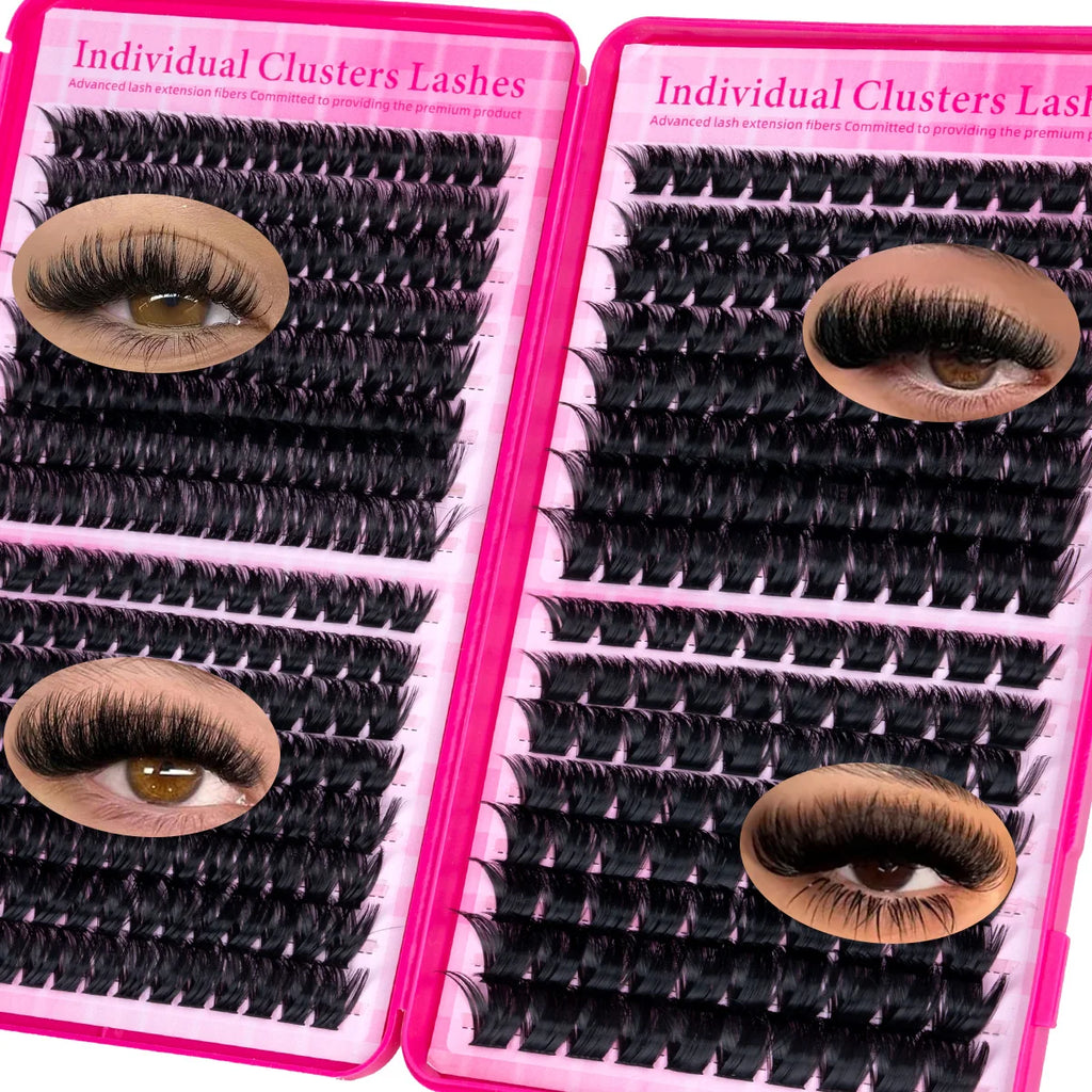 DIY Cluster Lash Large Capacity Mixed Lengths Curl Dense Eyelash Extension 3D Wispy Lash Suitable for Party and Stage Makeup