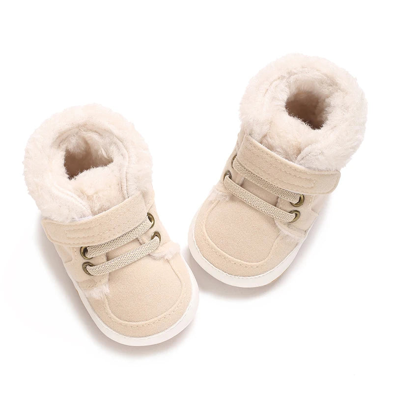 HAIZHIW 0-18M NEW Winter Baby Boys Girls High Tops Sneakers Rubber Anti-Slip Sole Fleece for Warmth Infant Newborn Shoes