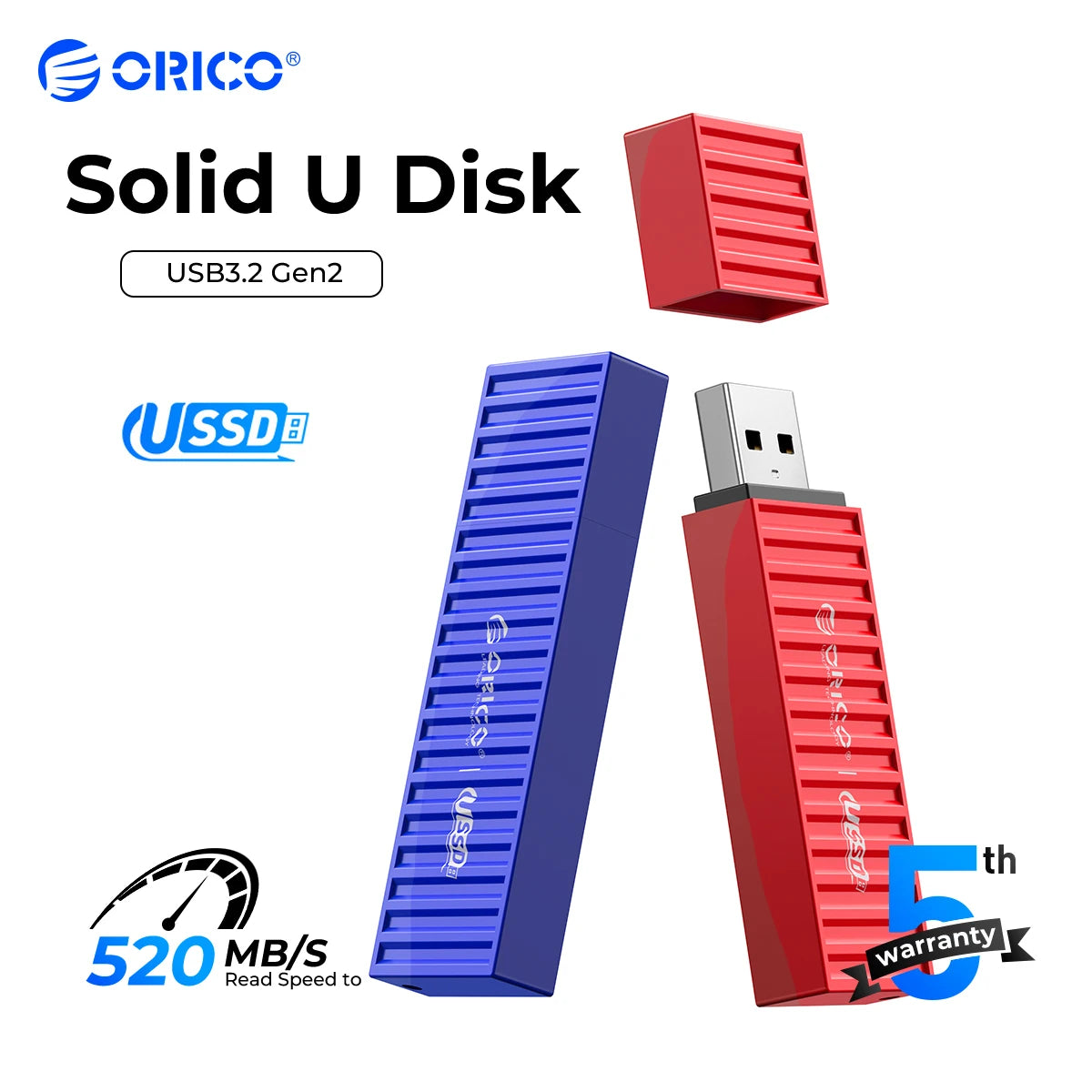 ORICO USSD Solid State U Disk 520MB/S Flash Drive 128GB 256GB 512GB 1TB  USB3.2 PenDrive Black Metal  Container Design Hard Disk