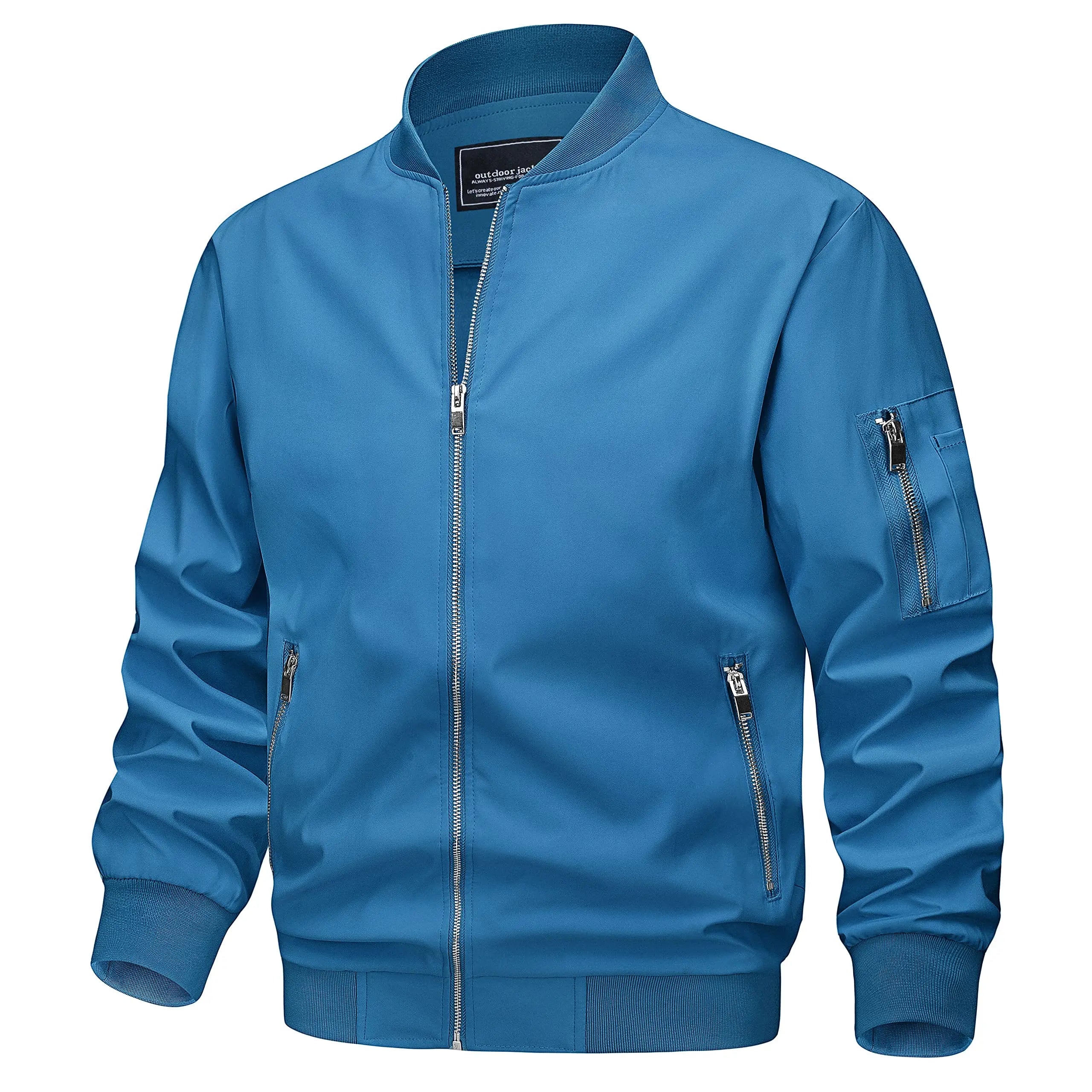 TACVASEN Spring Fall Thin Bomber Jackets Mens Jacket Lightweight Casual Windbreaker Zip Pockets Coats Biker Outwear Outdoor Male