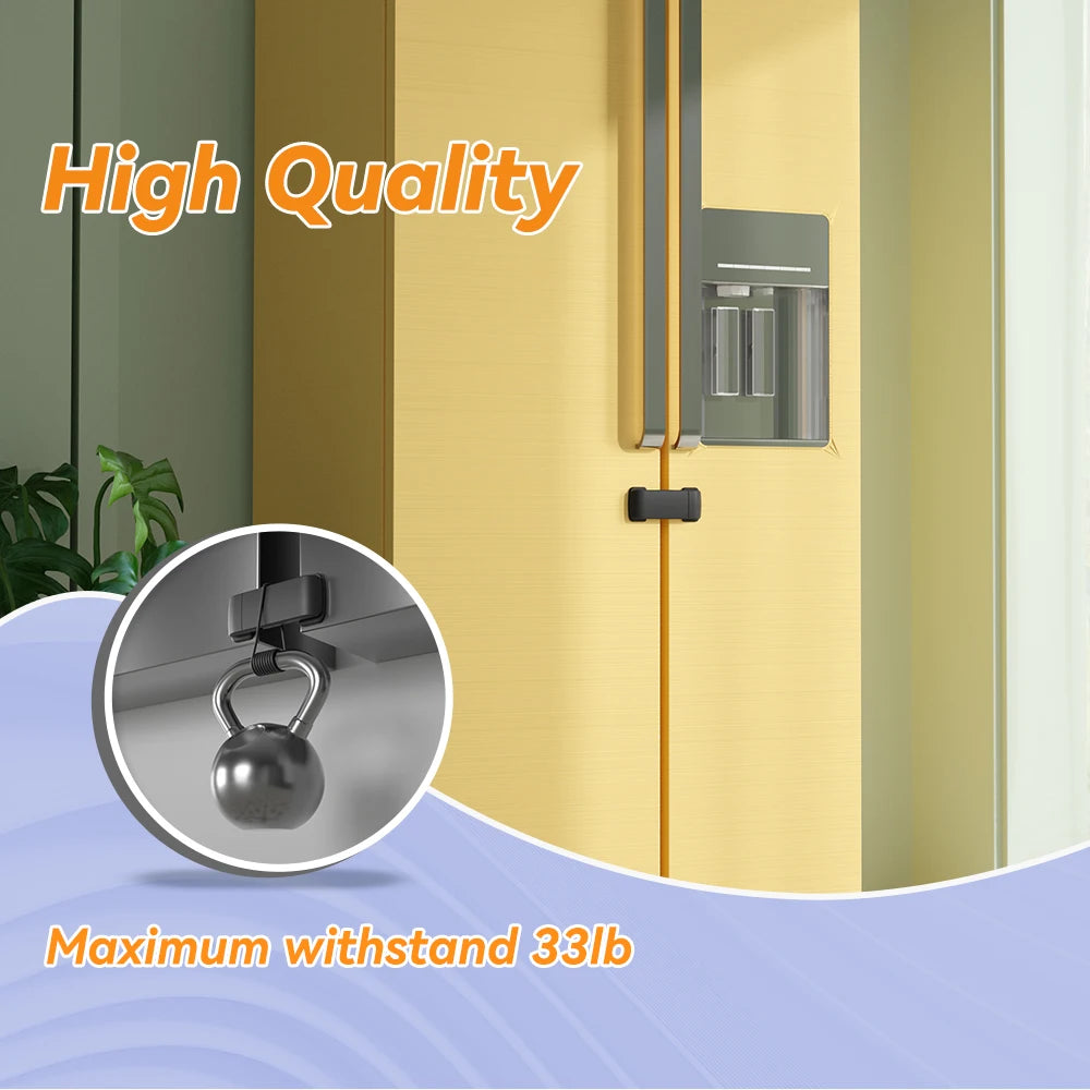 Baby Safety French Fridge Door Lock, Childproof Double Door Refrigerator Lock, Cabinet Cupboard Lock for Toddlers