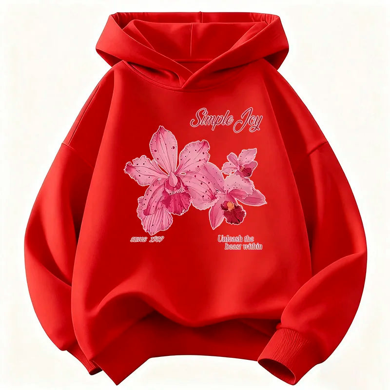 Graphic Pullover Flower Design Hooded Kids Children's Sweatshirt Cute Hoody for Boys Girls Spring Casual Hoodies