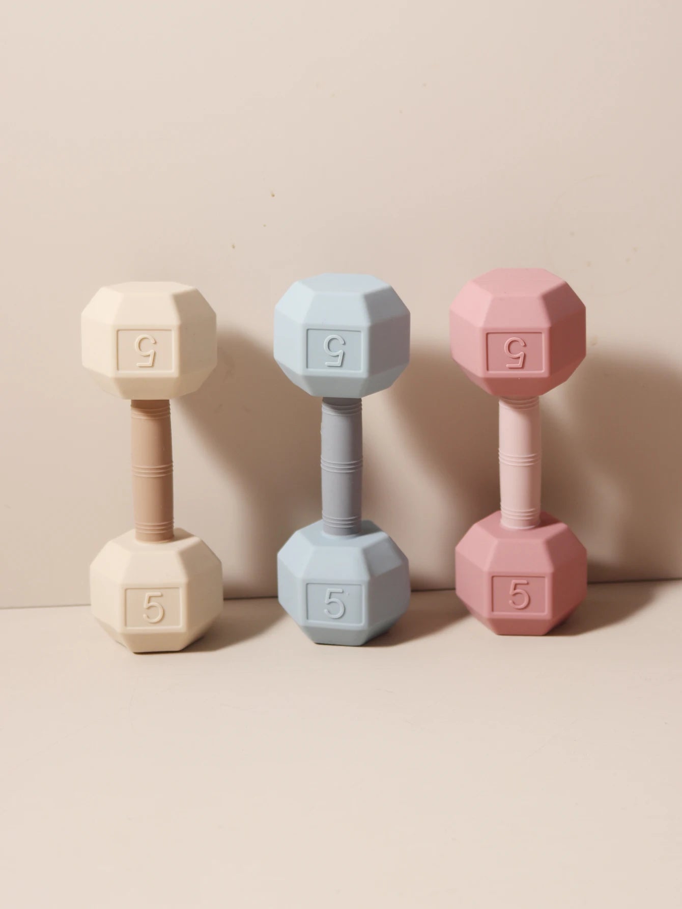 2-in-1 Barbell Shape Silicone Teether baby Rattle toy with sound 5kg