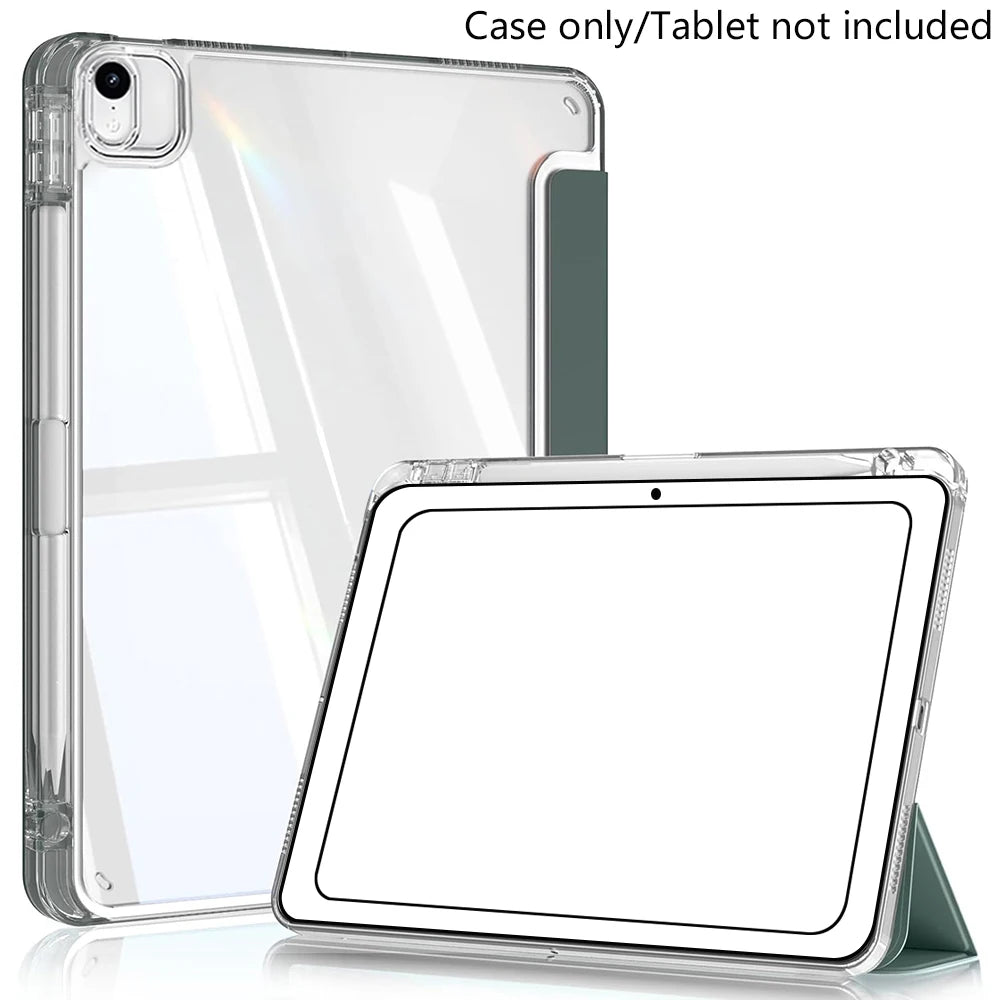Case for iPad Air 11 Inch M4 2026/M3 2025/M2 2024, iPad Air 5th/4th Gen 10.9 Inch 2022/2020, Acrylic Cover with Pencil Holder
