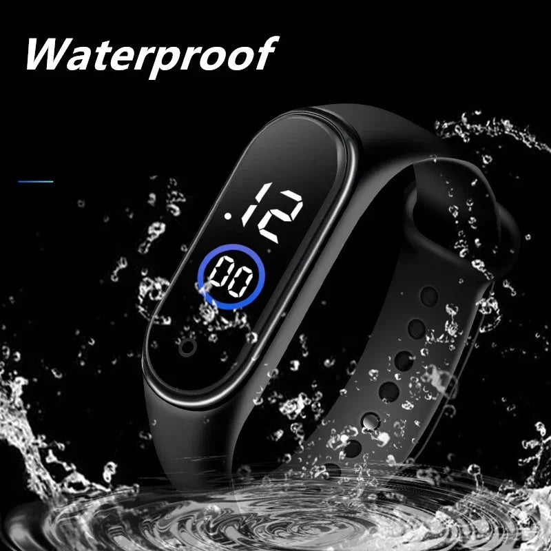 Waterproof Kids Sports Watch Children Smart Touch Screen LED Digital Watch Two Tone Silicone Strap Men Women Watch Student Clock