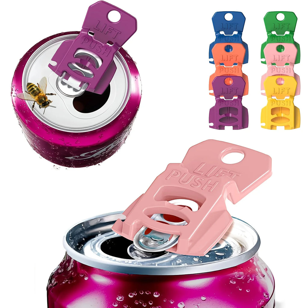 6/12/18pcs Color Beverage Can Opener With Protective Cover Plastic Tab Can Openers Reusable Easy Can Opener Kitchen Tool