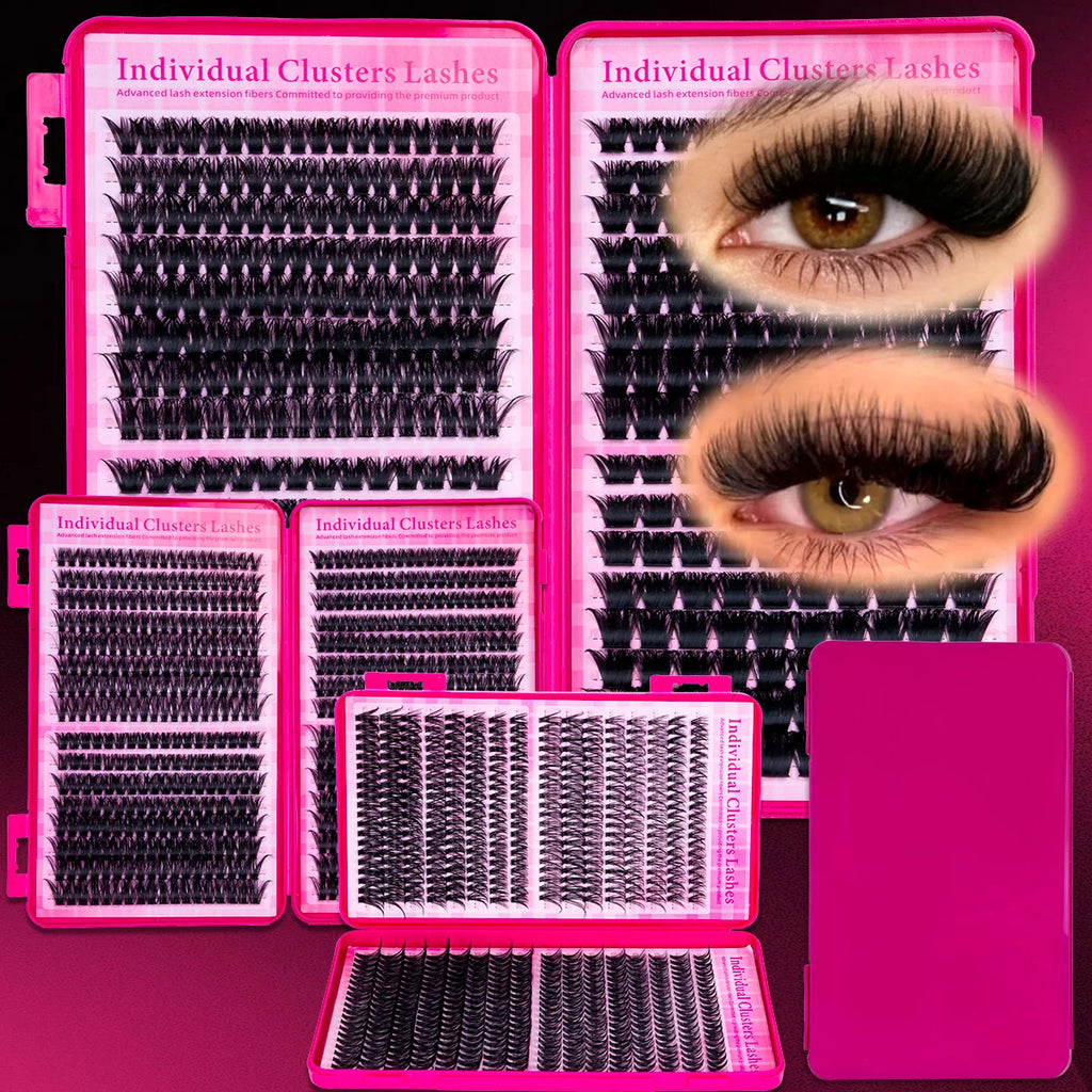 DIY Cluster Lash Large Capacity Mixed Lengths Curl Dense Eyelash Extension 3D Wispy Lash Suitable for Party and Stage Makeup