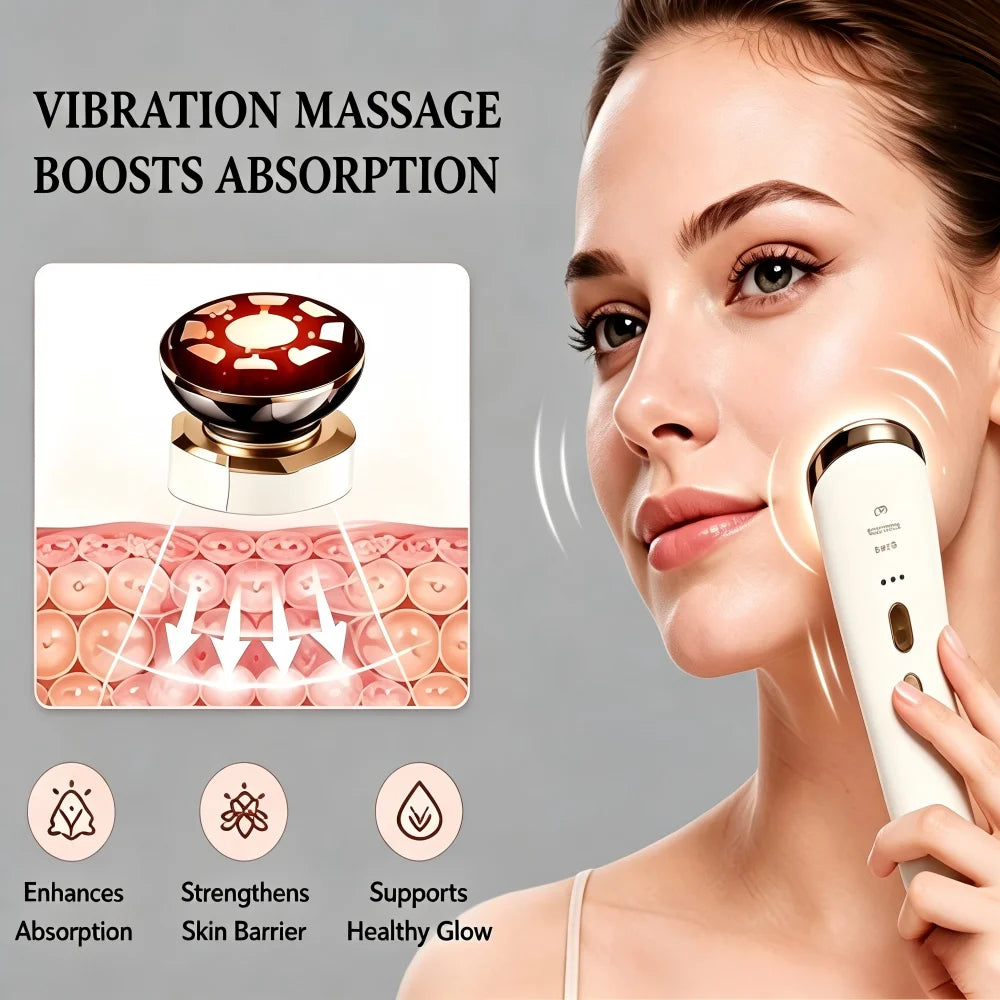 3 in 1 Red Light Handle Facial Device Portable V Shaped Face Lifting Slimming Massager for Neck Skin Tightening Anti-Aging Skincare Tool For Women Travel Home Use Gift