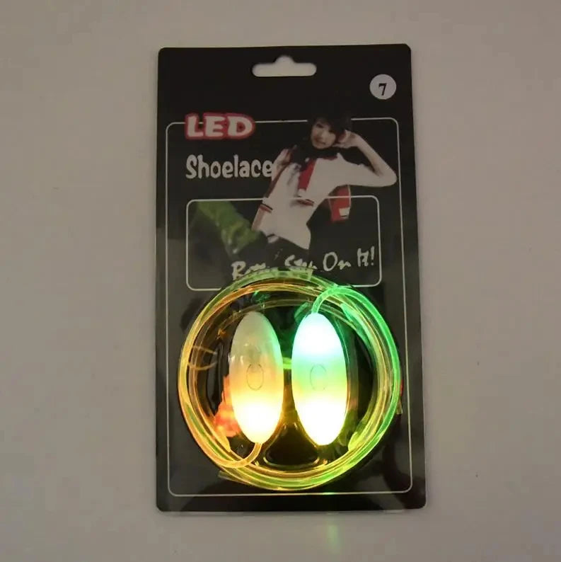 LED Sport Shoelaces Night Luminous Shoelaces Glow Shoe Strings Round Flash Light Shoelaces for Women Men No Tie Lazy Shoe Laces