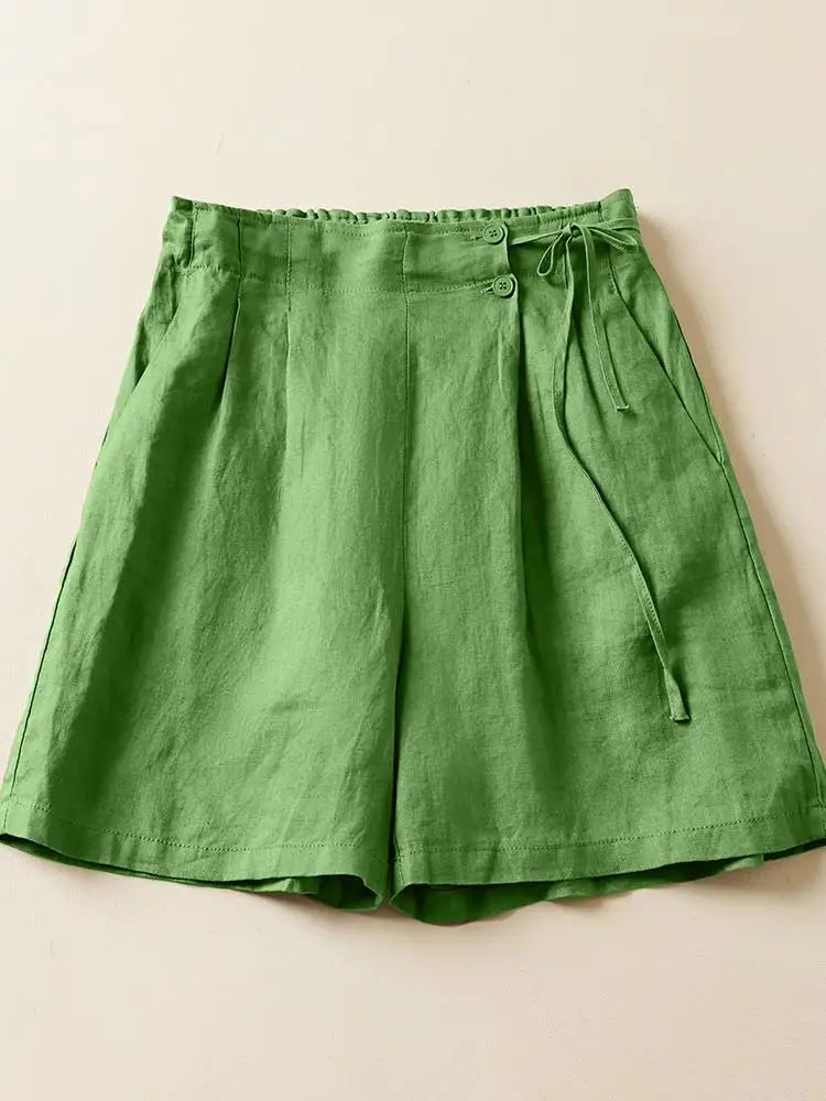 Women Casual Short Pants New Arrival 2023 Summer Vintage Style Solid Color Loose Comfortable Female Cotton Linen Shorts B2438