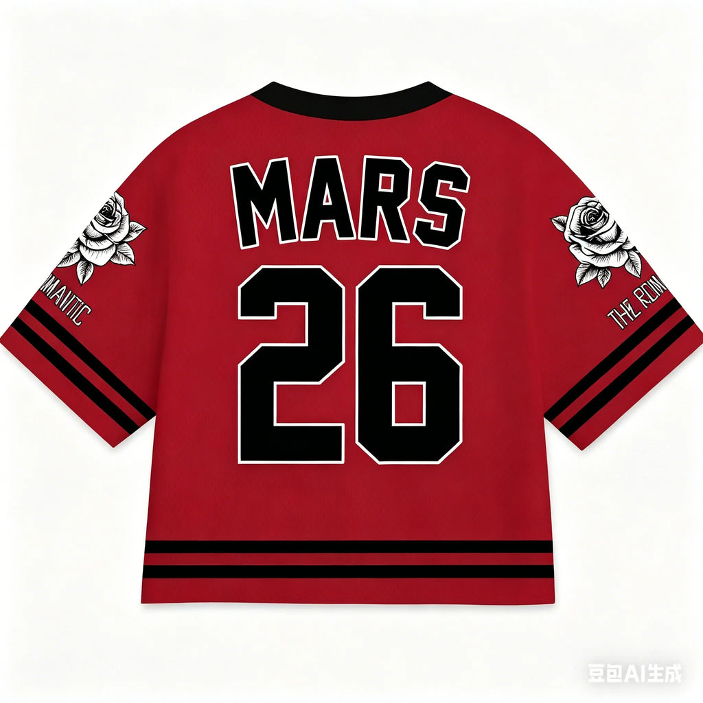 2026 Romantic Tour V-Neck Football Jersey Bruno Mars Inspired Concert Outfit Tee For Fans Kids Adults