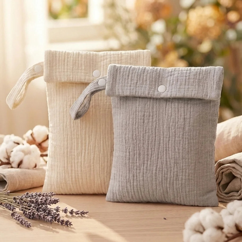 Baby Diaper Bag Muslin Cotton Gauze Wet Bag Portable Travel Hanging Organizer Pouch Infant Toddler Mommy Cosmetic Bag Best