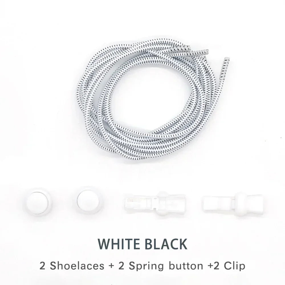 1 Pair of No Tie ShoesLaces Rubber Round Spring Lock Elastic Sneaker Shoelaces Laces Accessories Suitable for Kids Adult Lazy