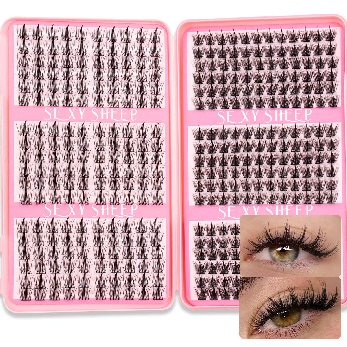 DIY Cluster Lash Large Capacity Mixed Lengths Curl Dense Eyelash Extension 3D Wispy Lash Suitable for Party and Stage Makeup