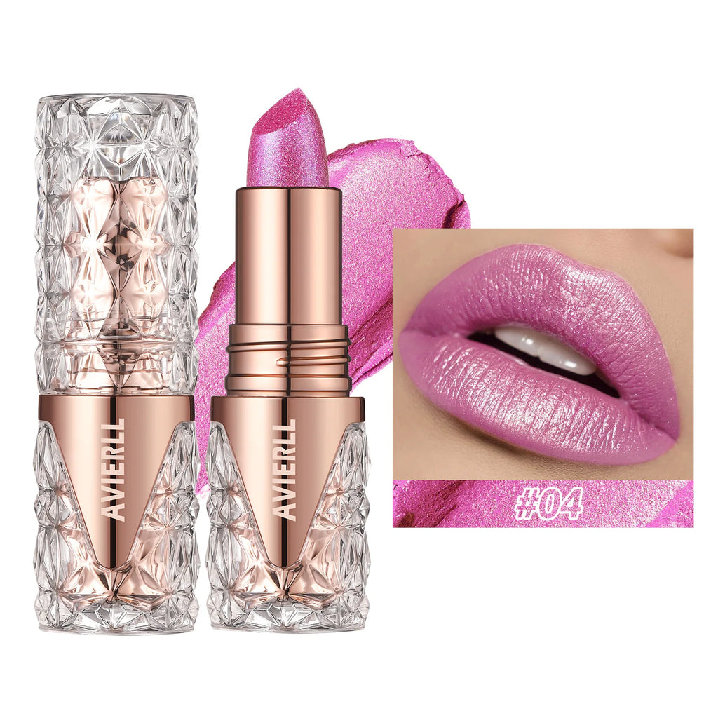 6 Colors 3 in 1 Pearlescent Sparkling Lipstick Matte Glitter Waterproof Long Lasting Pearl Shine Lip Gloss Shimmer Sexy Makeup