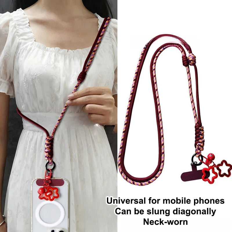 Braided Phone Lanyard Long Crossbody Shoulder Strap Adjustable Outdoor Sports Mountaineering Rope Anti Loss Neck Phone Strap