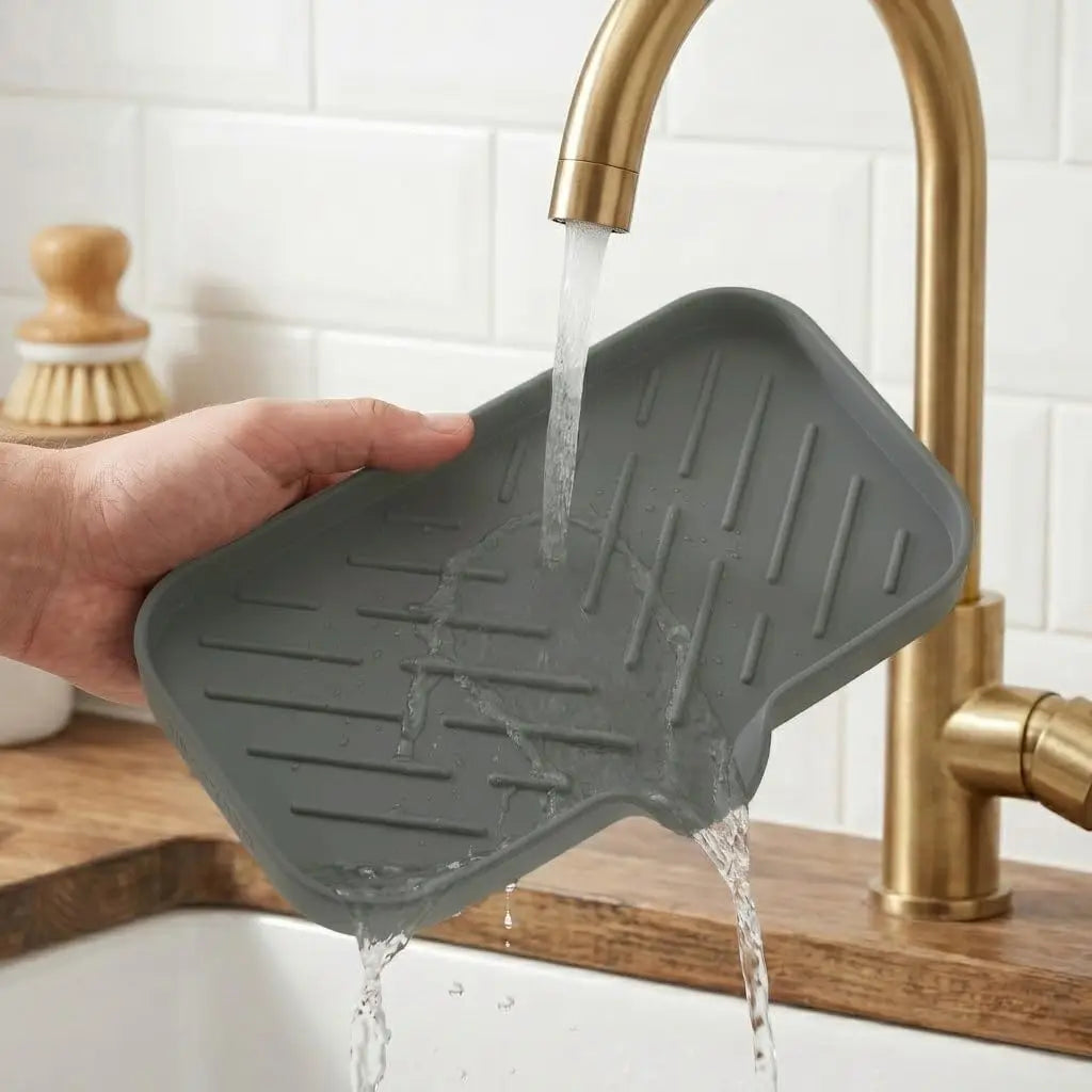 1/2Pcs Silicone Sink Storage Tray, Drain Design Sponge Soap Holder