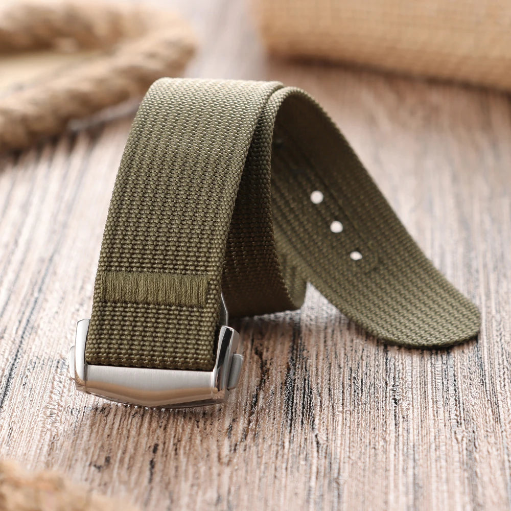 Deployant Clasp Nylon 20mm 22mm Watch Strap Premium Ribbed Watch Band for Omega Folding Buckle Watchband Sport Wristband for Men