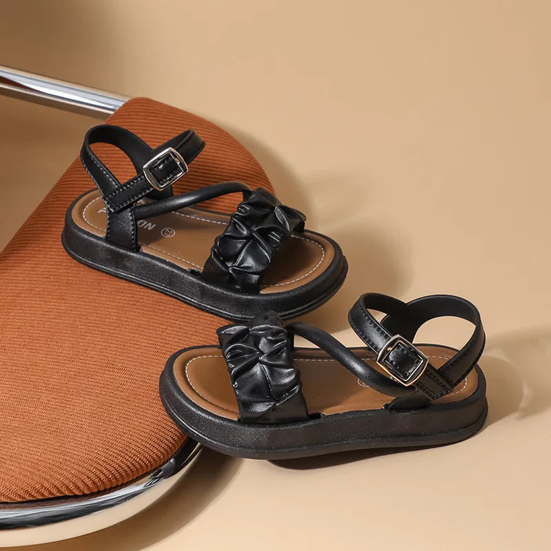 New Children's Sandals Summer Bowknot Girls Princess Causal Shoes Fashion Kids Soft Bottom Beach Flat Sandals Open-toe Versatile